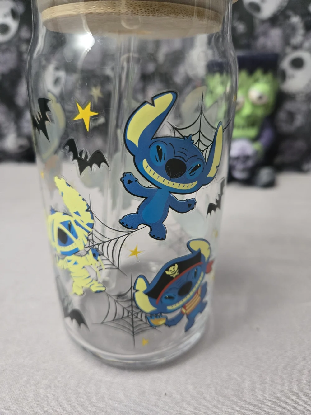 stitch (lilo and stitch) Spooky Halloween 16oz Glass Tumbler New W/O Box